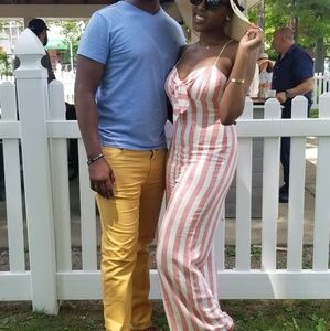 Super cute pink and white jumpsuit